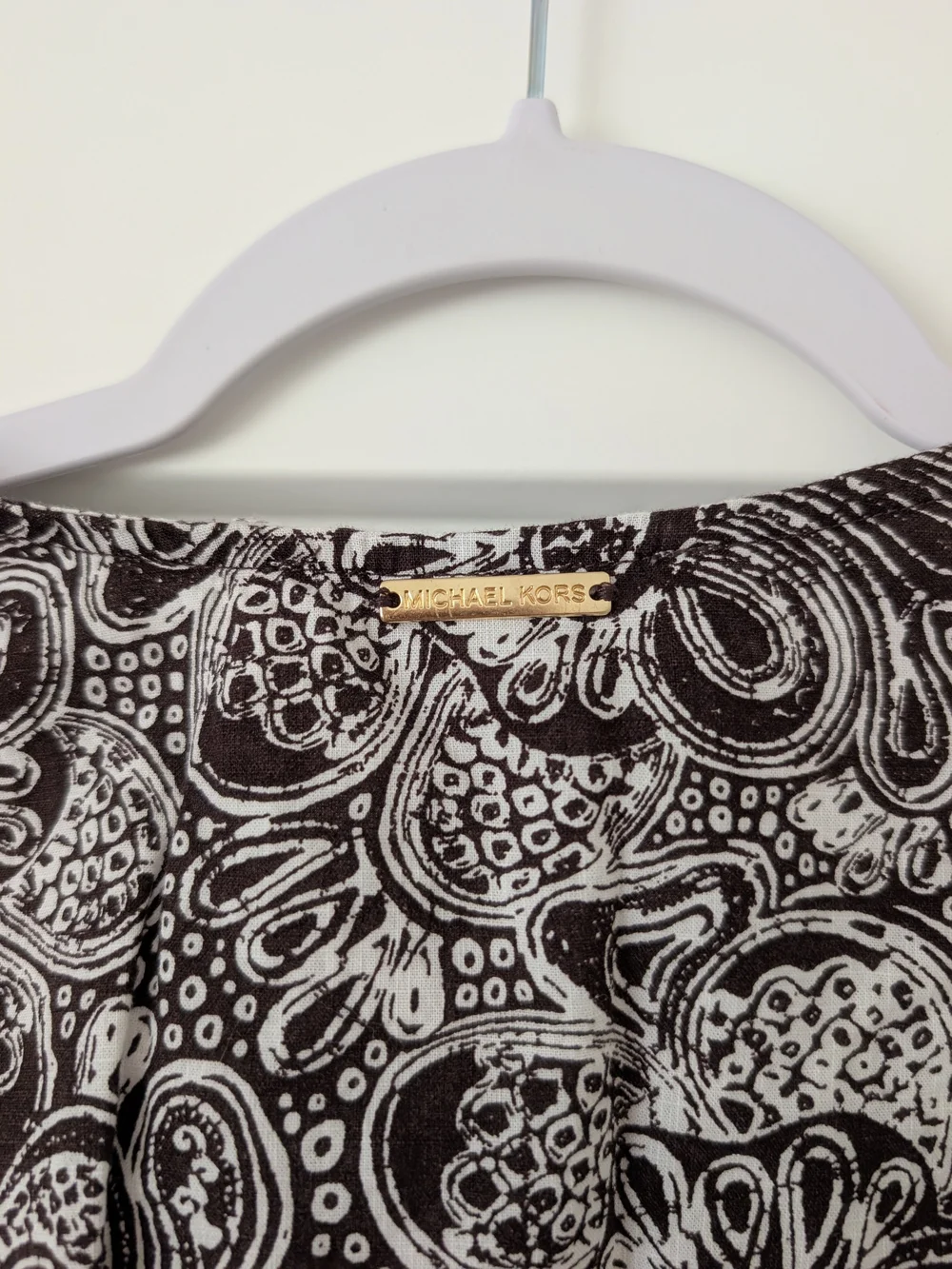 Michael Kors Brown & Cream Paisley Floral Peplum Blouse Size Medium